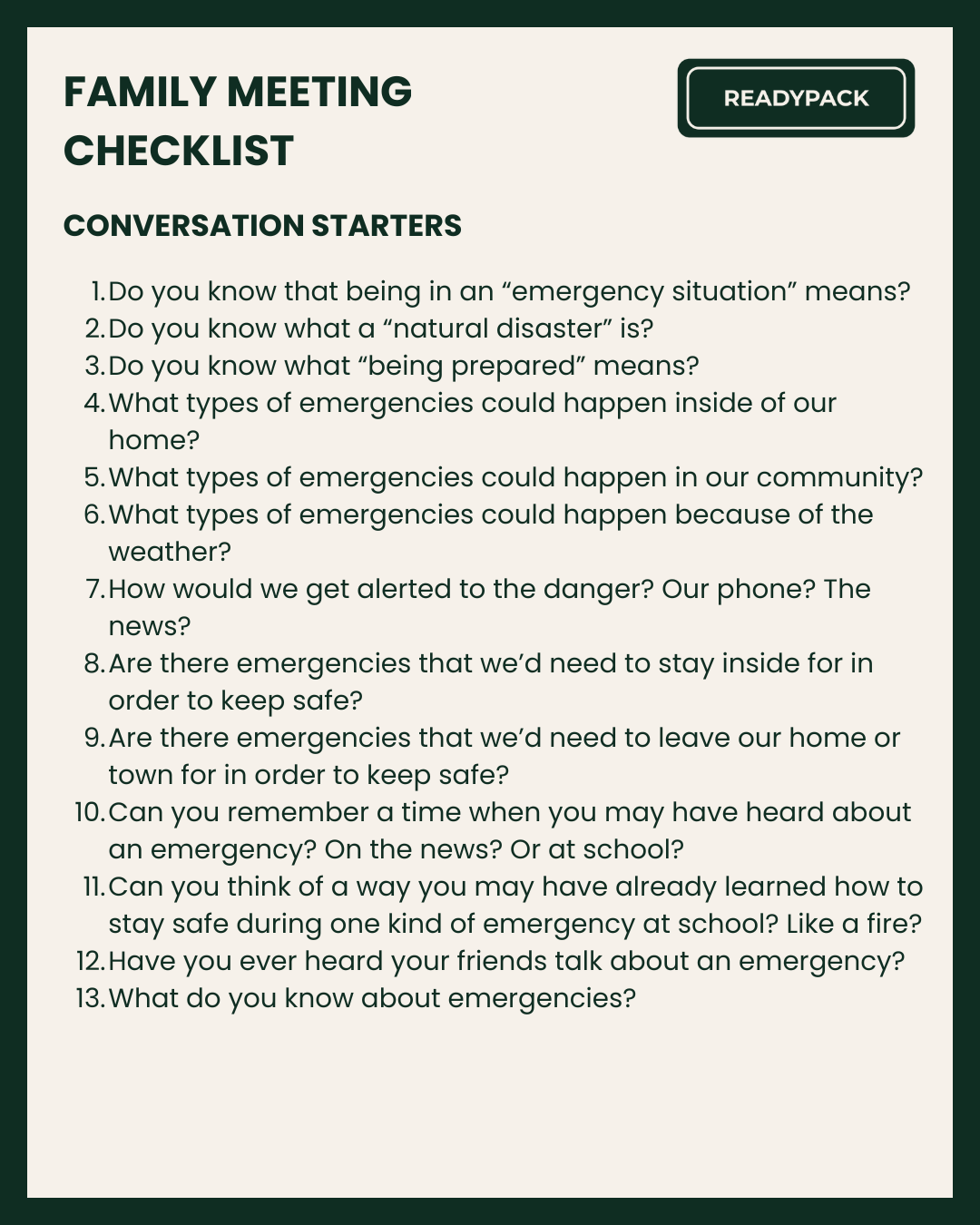 Family Meeting Checklist