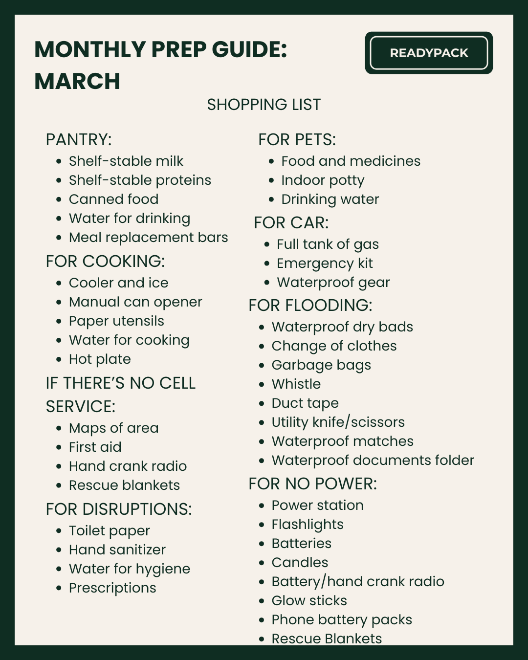 Monthly Prep Guide: March