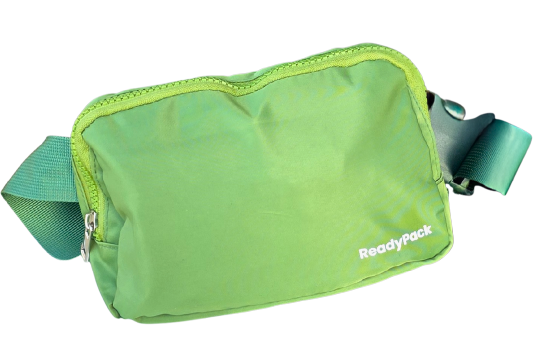 Green, zip up, crossbody bag